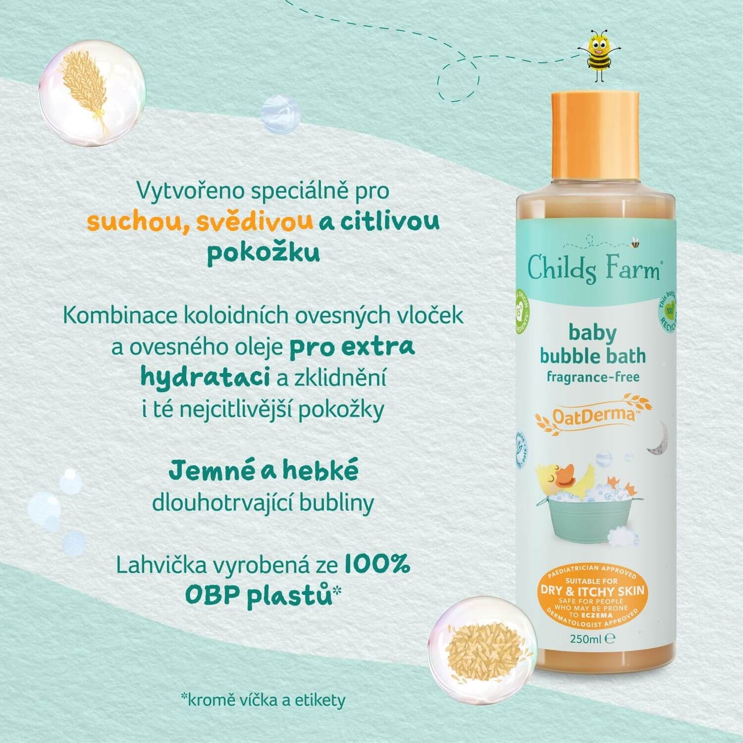 Baby OatDerma Baby Oaty Bubbles, Fragrance-Free 250ml