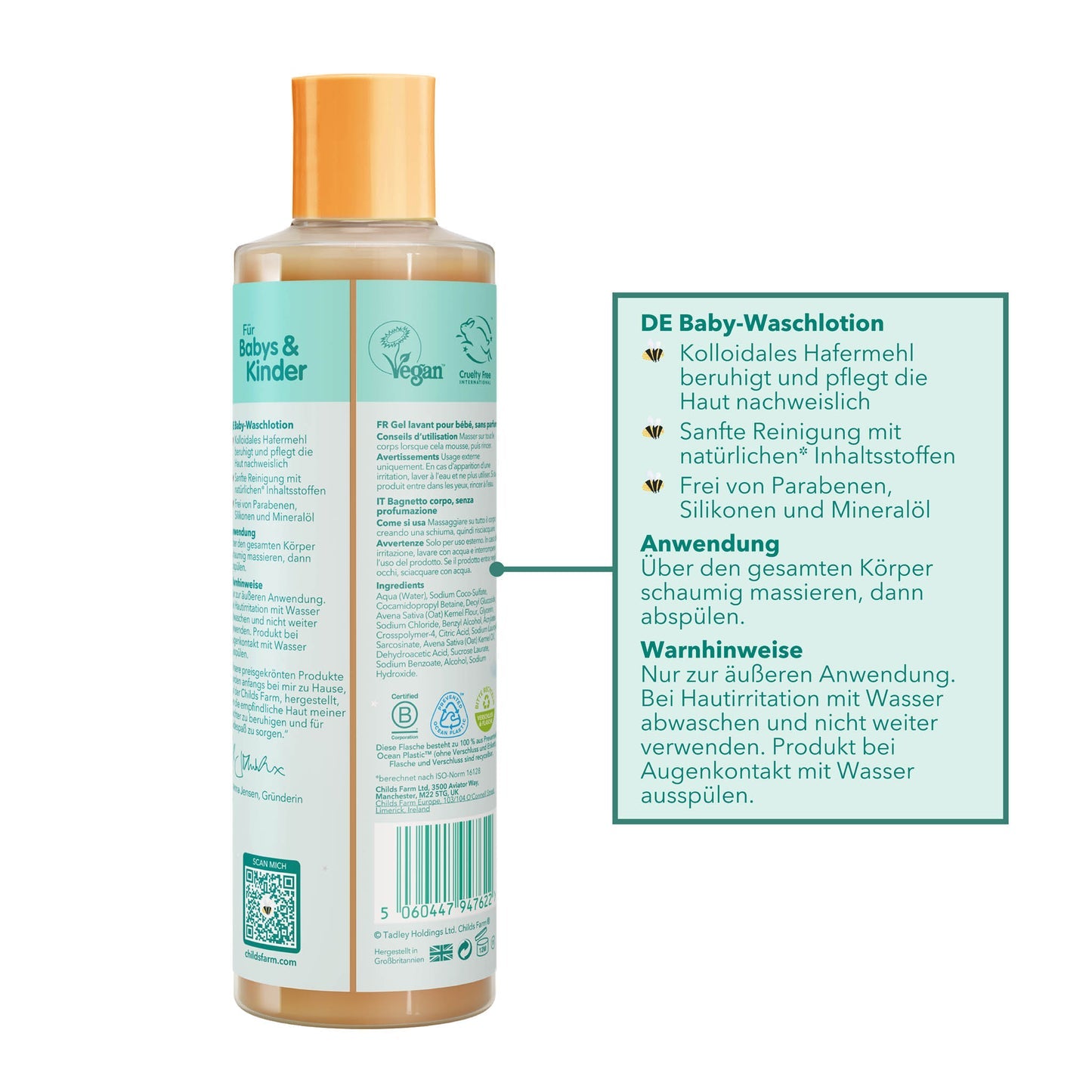 Baby OatDerma Baby Wash, Fragrance-Free 250ml