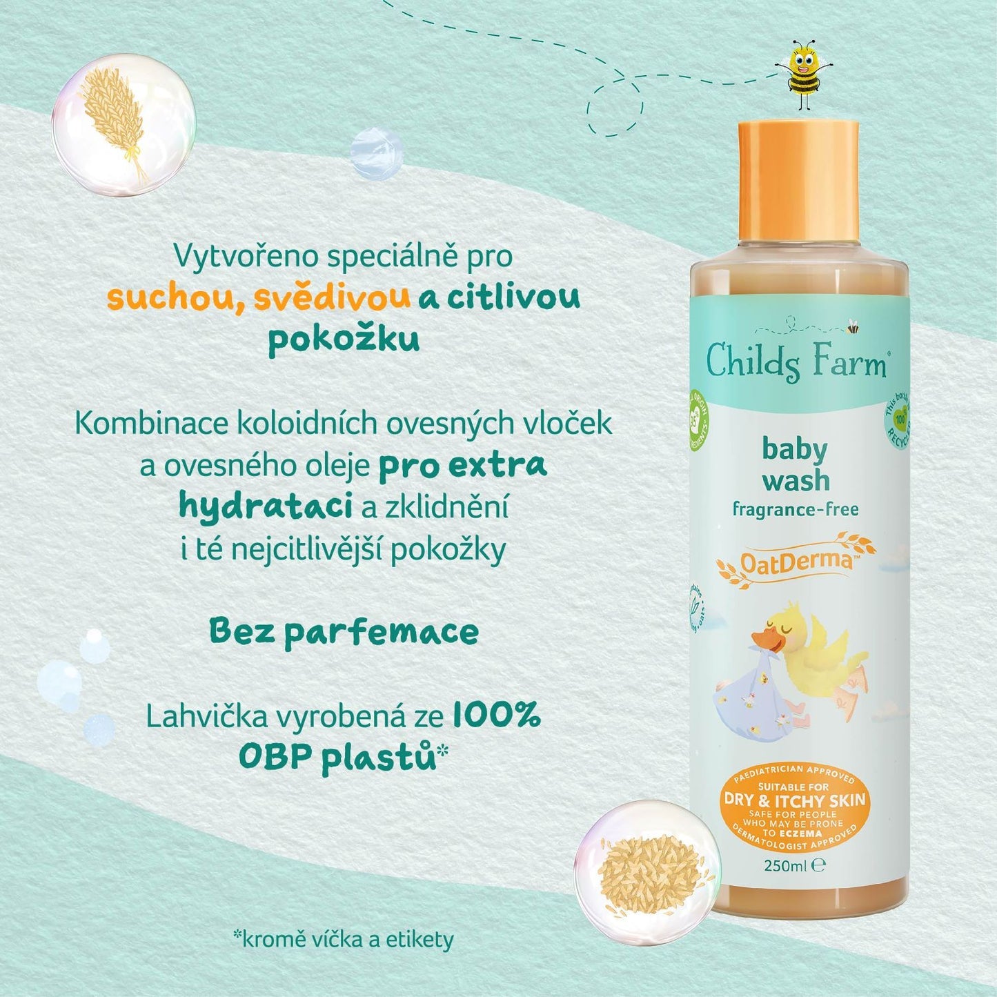 Baby OatDerma Baby Wash, Fragrance-Free 250ml